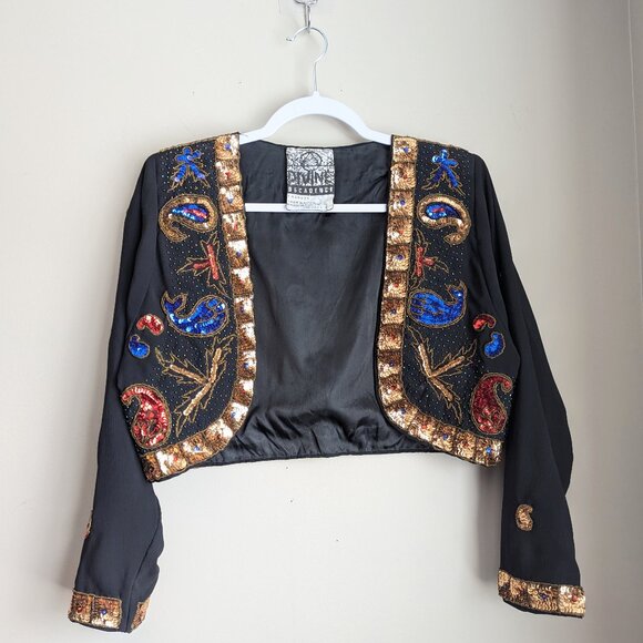 Divine Decadence Sequin Paisley blazer bolero - Picture 1 of 9